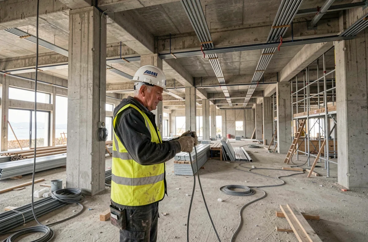 Équipe de Biancardini Construction intégrant l'électricité dans un chantier de construction