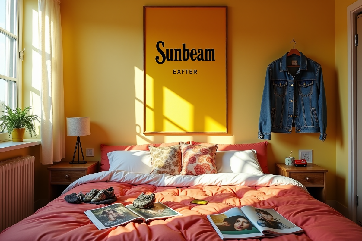Chambre vintage 90s avec posters et accessoires rétro