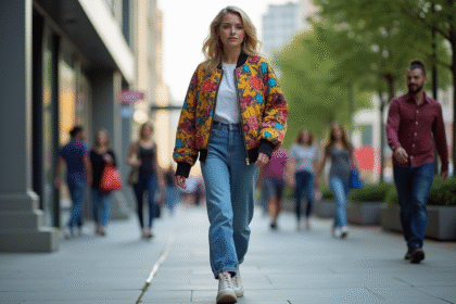 Femme stylée en 90s dans la rue d'Atlanta