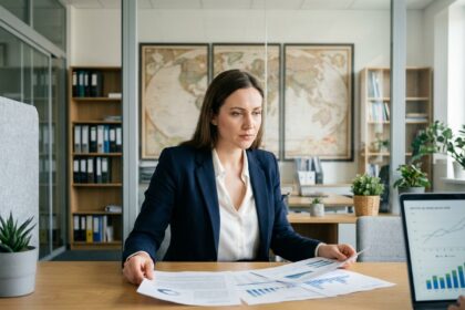 Femme professionnelle en bureau moderne et lumineux