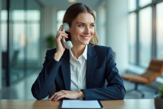Femme d affaires en blazer dans un bureau moderne