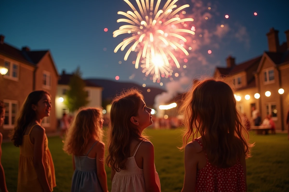 Enfants regardant des feux d