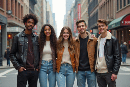 Groupe de jeunes adultes dans la rue en mode urbaine