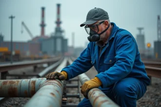 Technicien en protection contre les rongeurs dans zone industrielle